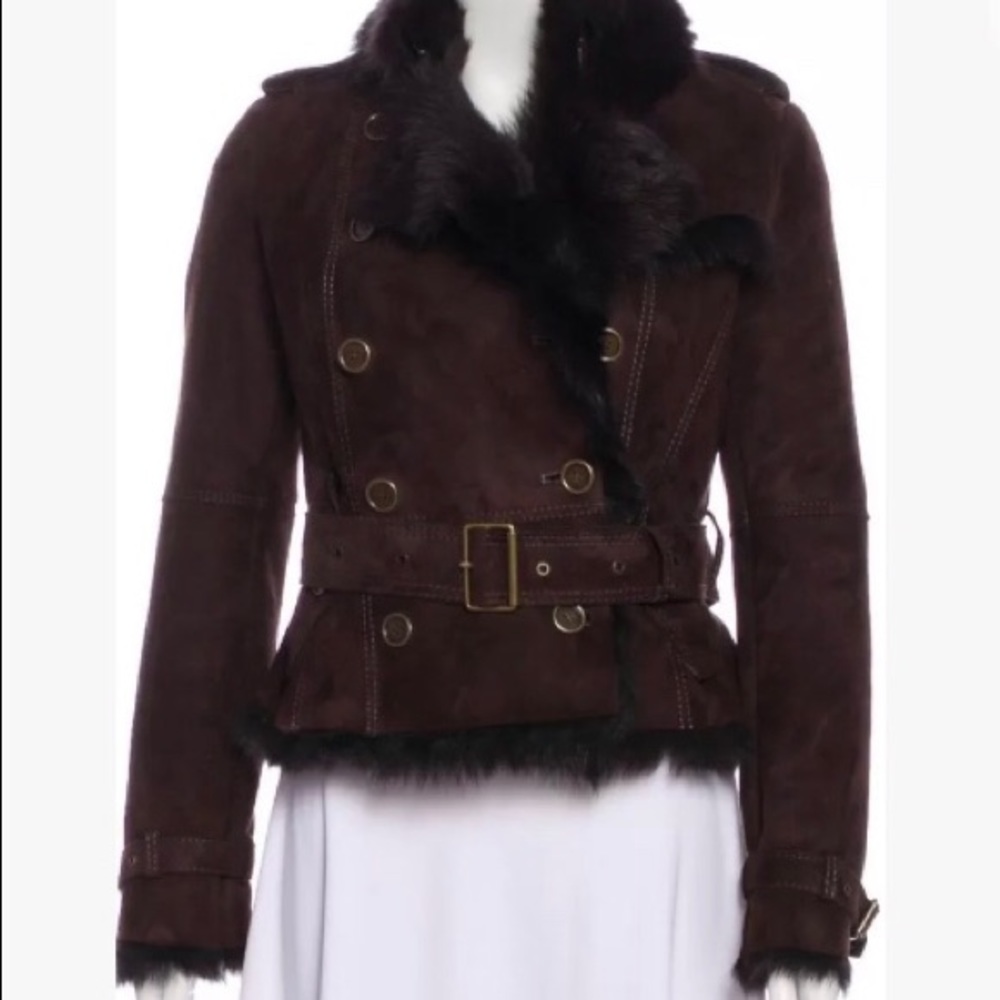 BURBERRY LONDON Double- Breasted Shearling Jacket